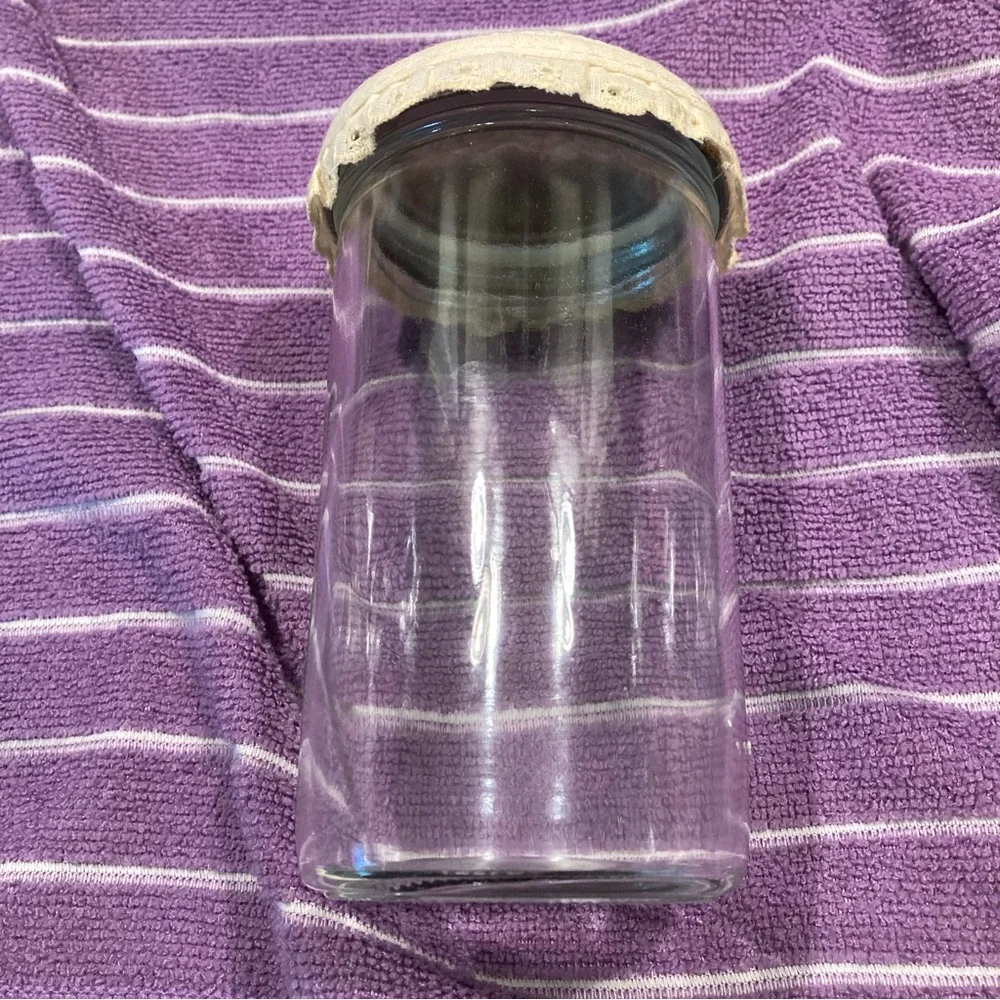 Vintage Kitschy Handmade Popcorn Kernel Jar Cross Stitch Upcycled